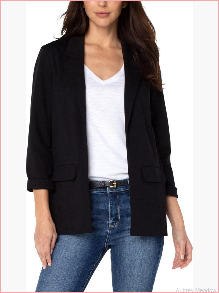 Petite Boyfriend Blazer With Princess Darts Ponte Stretch